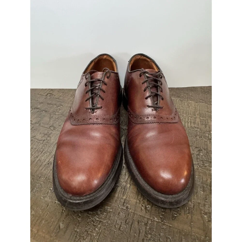 Allen Edmonds Shelton 8271 Burgundy Two Tone Saddle Oxford Dress Shoe 7.5 C